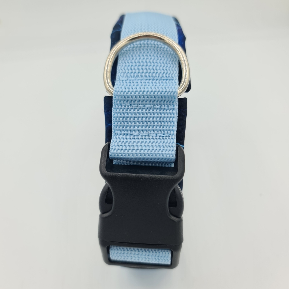 Halsband hellblau mit Nachthimmel verstellbar & gepolstert